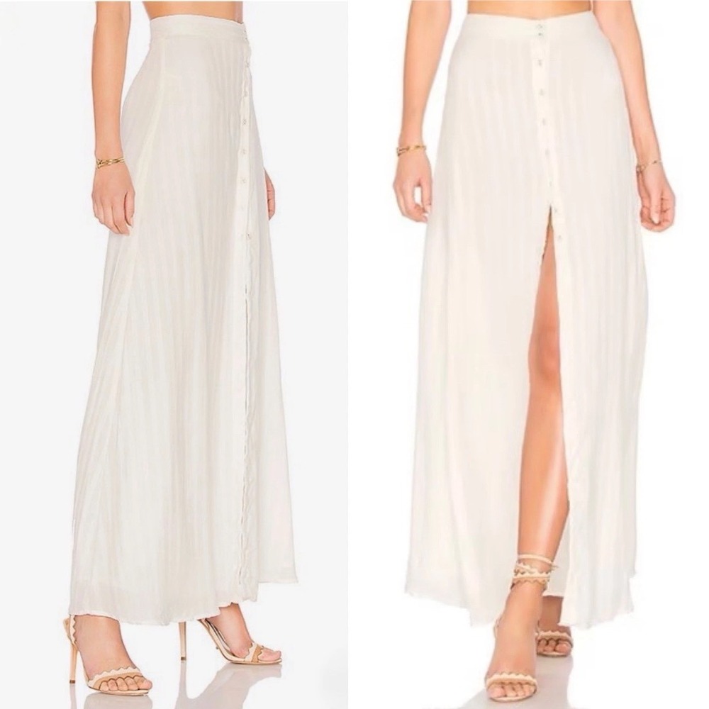 Majorelle Cactus Maxi Skirt Ivory S Button Front Slit Lined Boho